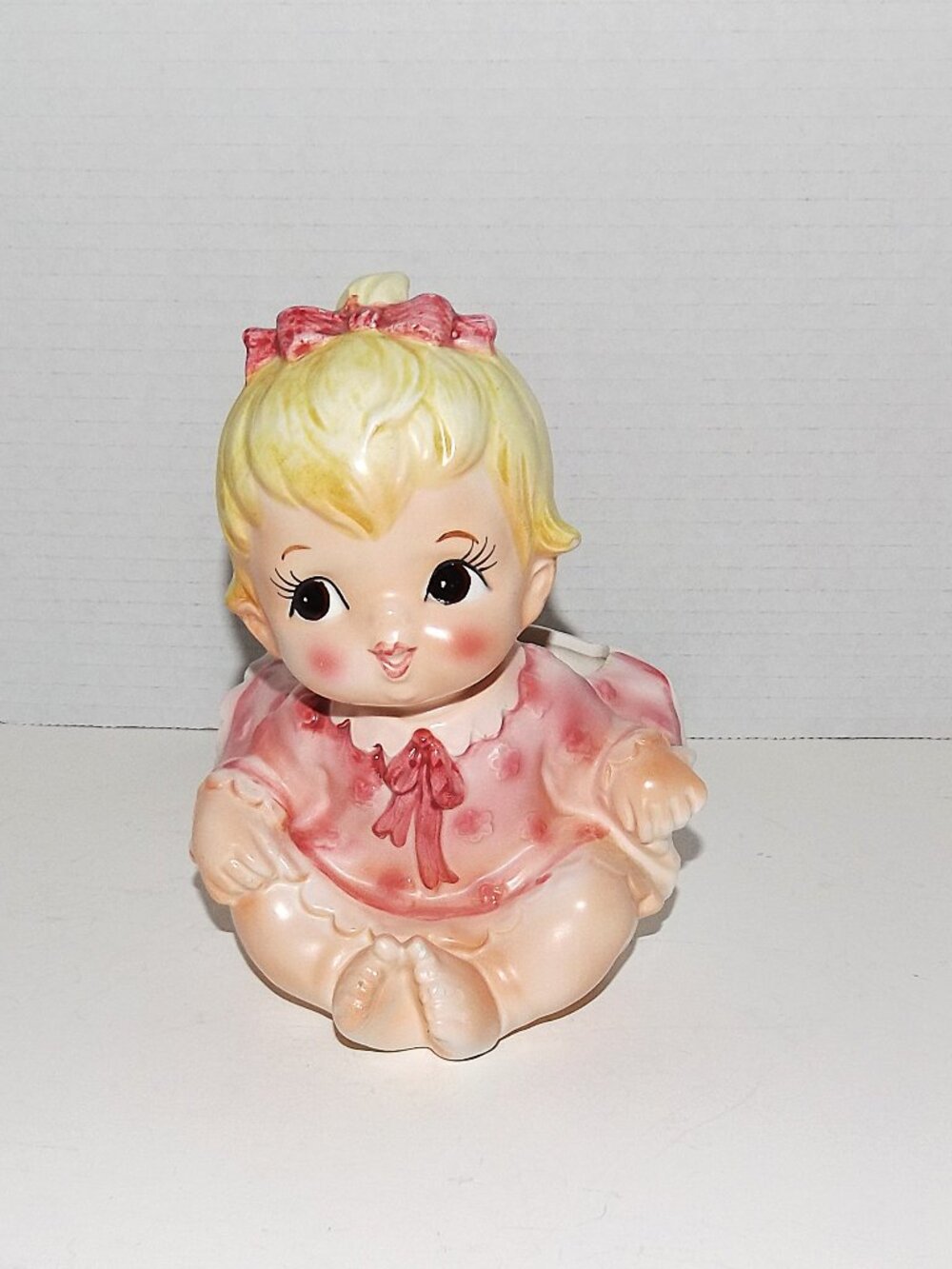 Mid-Century Lefton Japan Ceramic Baby Girl Planter #3628